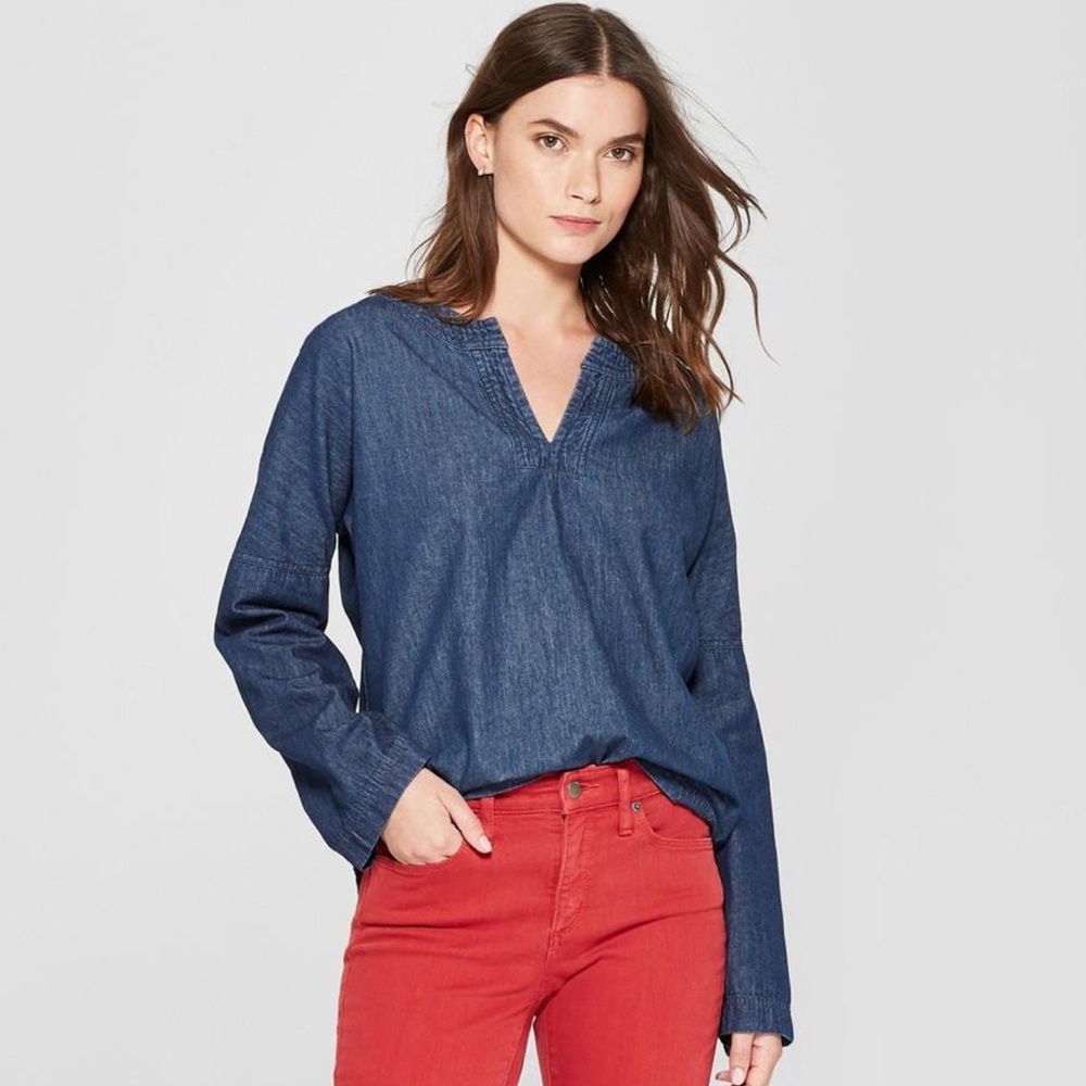 Woven Denim Top